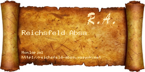 Reichsfeld Absa névjegykártya